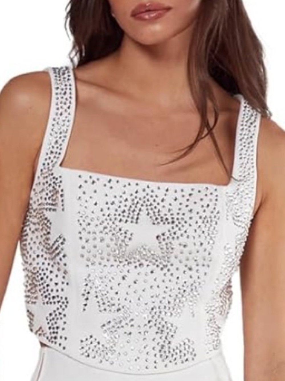 Nasty Gal Tailored Star Diamante Corset Top Womens US 2 (UK 6) Ivory Bustier NEW